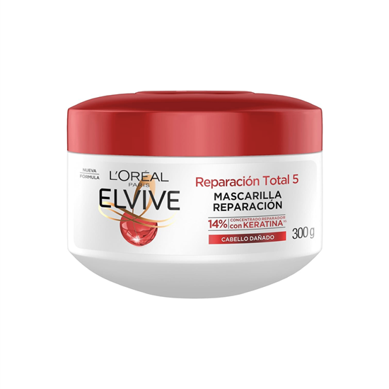 Imagen de Mascarilla capilar reparación para cabello dañado L'Oreal Paris Elvive Reparación Total 5 300g