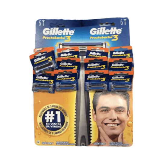 Imagen de Rastrillos desechables con 3 hojas Gillette Prestobarba 3 paquete con 12 pzas