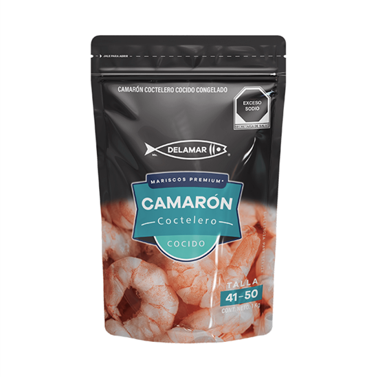 Imagen de Camarón coctelero cocido congelado talla 41-50 Mariscos Premium Delamar 454g
