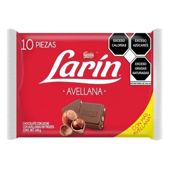 Imagen de Chocolate con leche con avellanas en trozos Nestlé Larín Avellana 10pzas (240g)