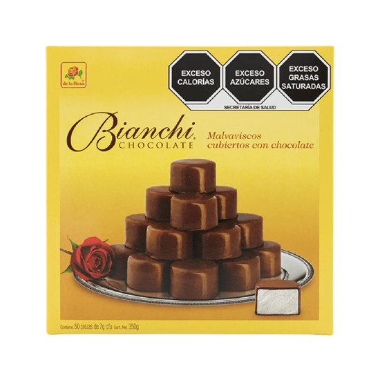 Imagen de Malvavisco cubiertos con chocolate De la Rosa Bianchi 50 pzas de 7g c/u (350g)