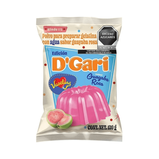 Imagen de Polvo para gelatina de agua sabor guayaba rosa D'Gari Edición Vaselina 120g
