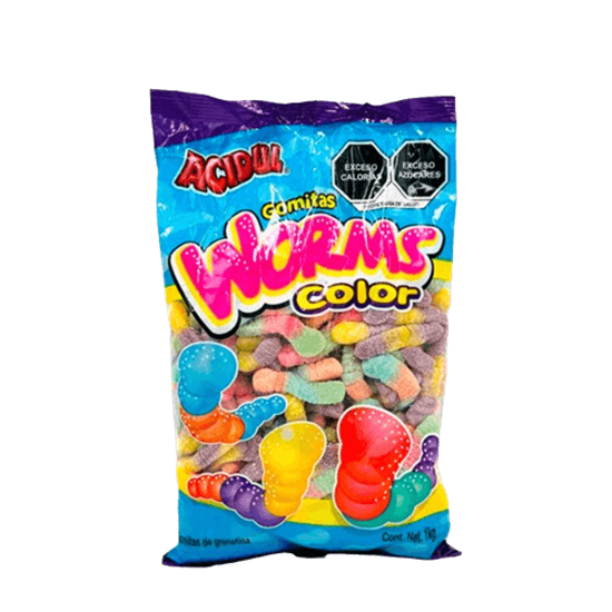 Imagen de Gomitas de gusano Acidul Worms Color 1kg