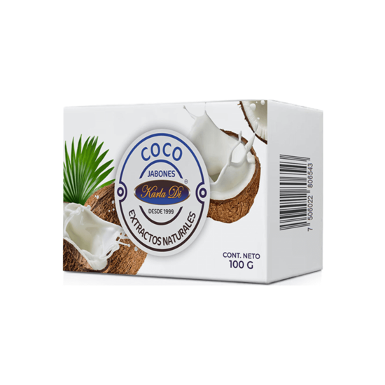 Imagen de Jabón con extractos naturales hidratante para piel seca y delicada Karla Di Coco 100g