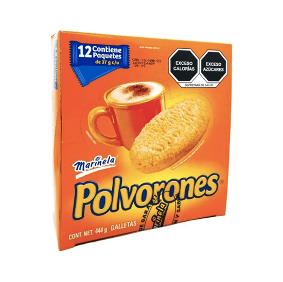 Imagen de Galletas sabor naranja Marinela Polvorones 12 paquetes de 37g c/u (444g)
