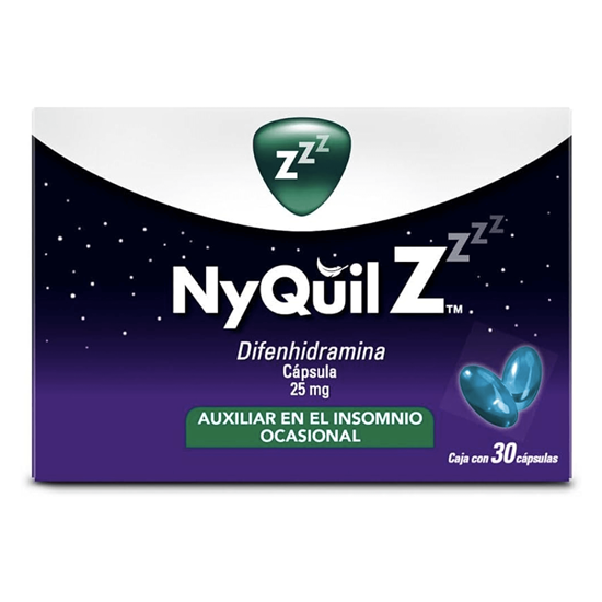 Imagen de Auxiliar para el insomnio ocasional con difenhidramina Vick NyQuil Z 30 cápsulas