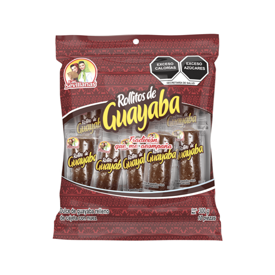 Imagen de Dulce de guayaba relleno de cajeta con nuez Las Sevillanas Rollitos de guayaba 10 piezas (300g)