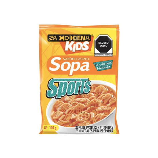 Imagen de Pasta de trigo para sopa instantánea La Moderna Kids Sazón Casero Sopa Sports 100g