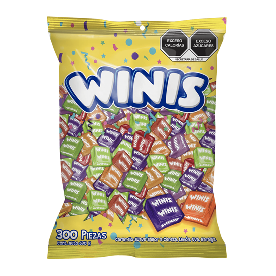 Imagen de Caramelo suave sabores frutales Winis Originales Cuadreta 300 pzas (690g)