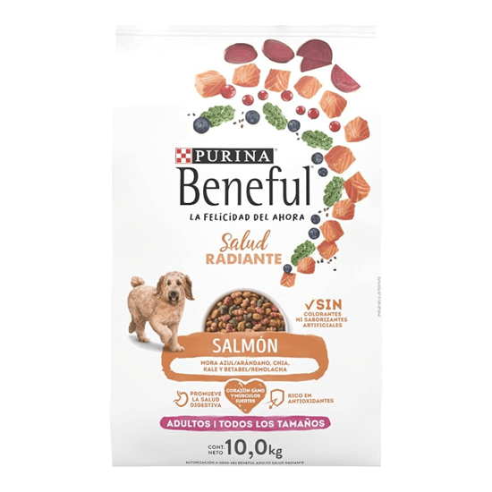 Imagen de Alimento seco para perro adulto todos los tamaños Purina Beneful Salud Radiante Salmón 10kg