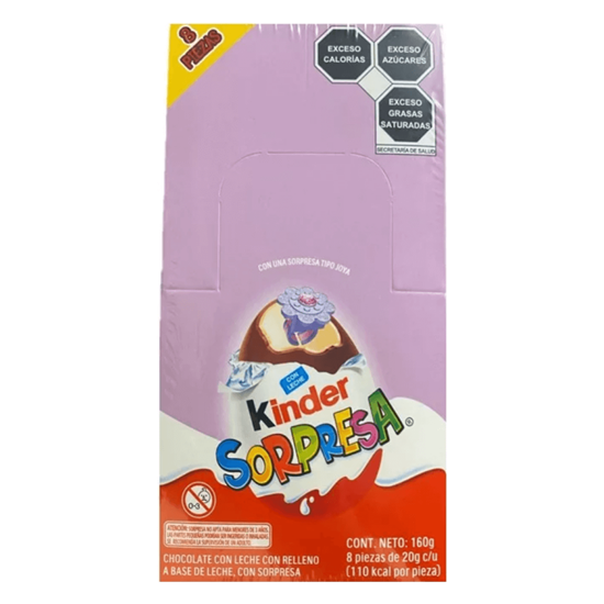 Imagen de Chocolate huevo Kinder Sorpresa con una sorpresa tipo joya 8 pzas de 20g (160g)