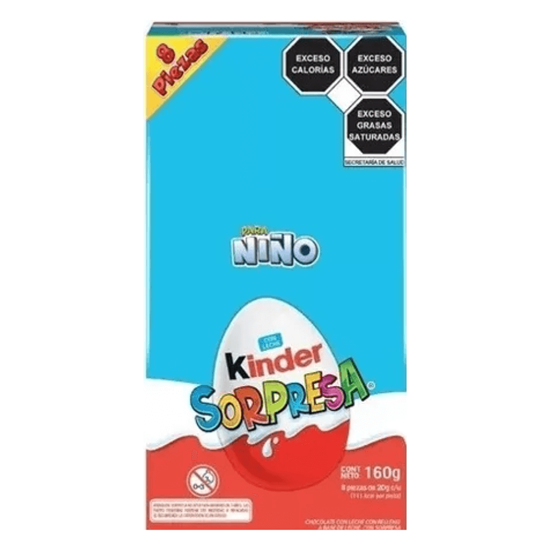 Imagen de Chocolate huevo Kinder Sorpresa con un muñeco sorpresa 8 pzas de 20g (160g)