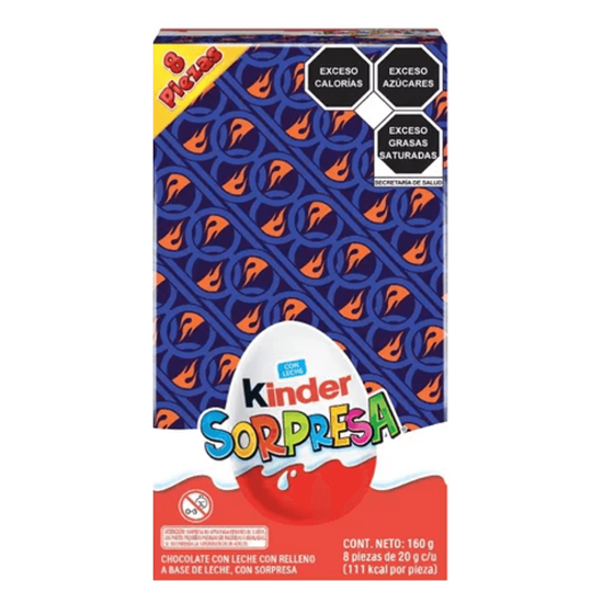 Imagen de Chocolate huevo Kinder Sorpresa con una sorpresa de Hot Wheels 8 pzas de 20g (160g)