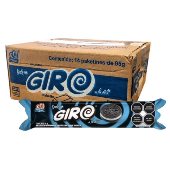 Imagen de Galleta tipo sándwich con relleno sabor vainilla Gamesa Giro 14 paketines de 95g c/u (1.33kg)