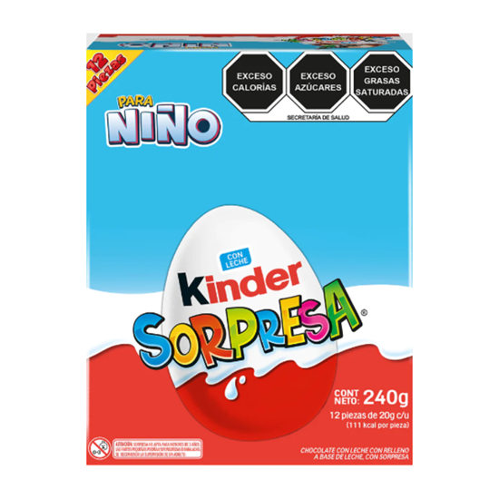Imagen de Chocolate huevo Kinder Sorpresa con un muñeco sorpresa 12 pzas de 20g (240g)