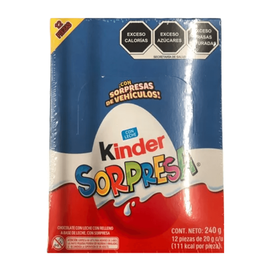 Imagen de Chocolate huevo Kinder Sorpresa con un vehículo sorpresa 12 pzas de 20g (240g)