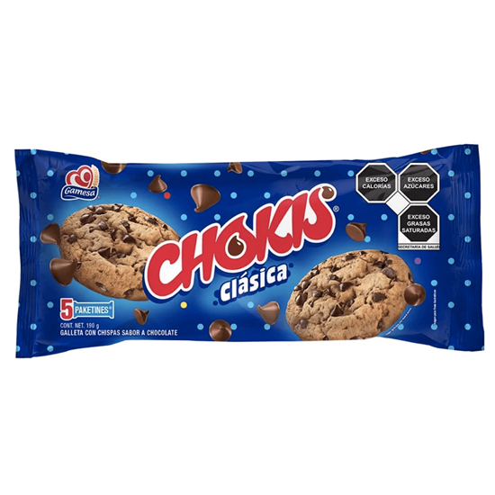 Imagen de Galletas Gamesa Chokis Clásica 5 paketines de 38g c/u (190g)