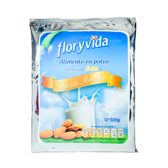Imagen de Alimento en polvo para preparar bebida de soya con almendra Floryvida 500g
