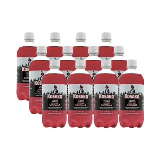 Imagen de Bebida preparada con vodka y refresco sabor grosella Kosako paquete con 12 botellas de 600ml c/u