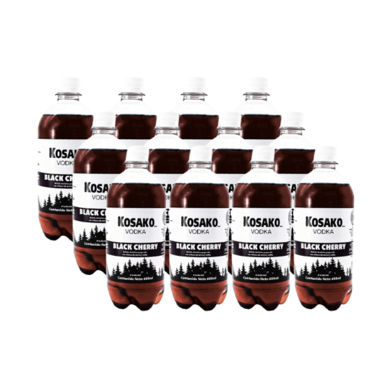 Imagen de Bebida preparada con vodka y refresco sabor cereza Kosako Black Cherry paquete con 12 botellas de 600ml c/u