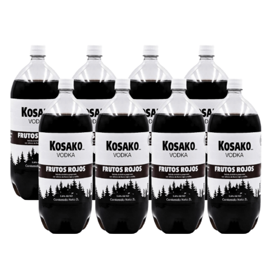 Imagen de Bebida preparada con vodka y refresco sabor frutos rojos Kosako paquete con 8 botellas de 2L c/u