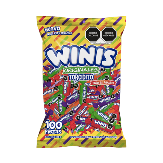 Imagen de Caramelo suave sabores frutales surtidos Winis Torciditos 100 pzas (300g)