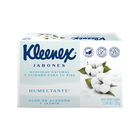 Imagen de Jabón corporal en barra flor de algodón y jazmín Kleenex Humectante 135g