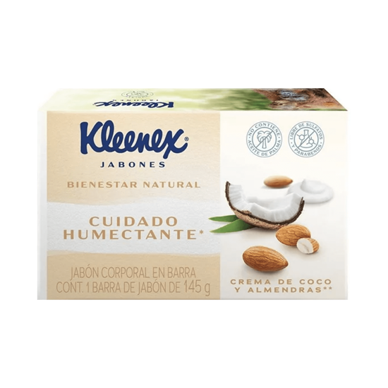 Imagen de Jabón corporal en barra crema de coco y almendras Kleenex Humectante 135g
