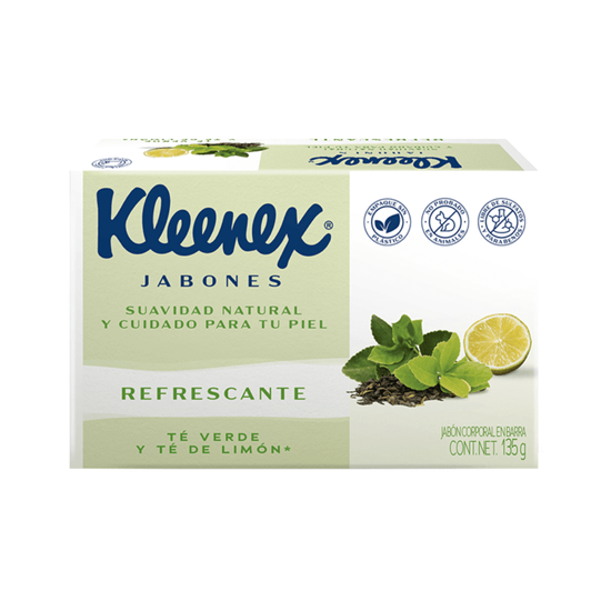 Imagen de Jabón corporal en barra té verde y té de limón Kleenex Refrescante 135g