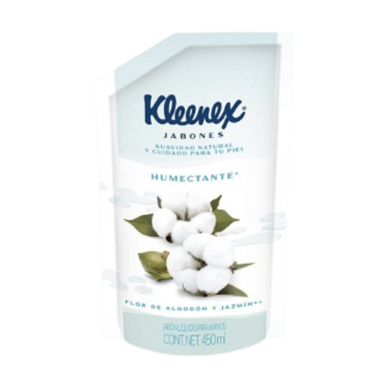 Imagen de Jabón líquido para manos flor de algodón y jazmín Kleenex Humectante bolsa doypack refill 450ml