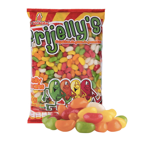 Imagen de Gomitas confitadas tipo jelly beans sabores frutales surtidos La Giralda Frijelly's 1kg