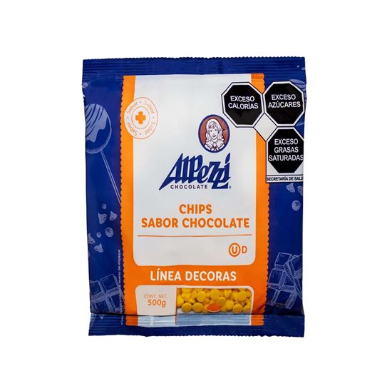 Imagen de Chips sabor chocolate color amarillo Alpezzi Línea Decoras 500g