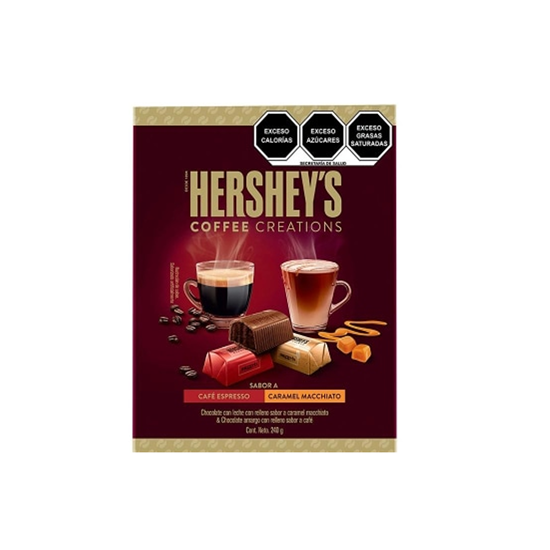 Imagen de Chocolate con relleno sabor caramel macchiato y sabor café espresso Hershey’s Coffee Creations caja 240g