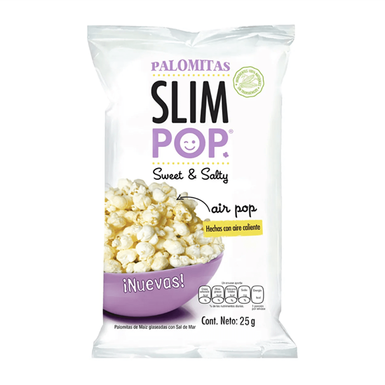 Imagen de Palomitas de maíz hechas con aire caliente sabor azúcar y sal Slim Pop Sweet & Salty 25g