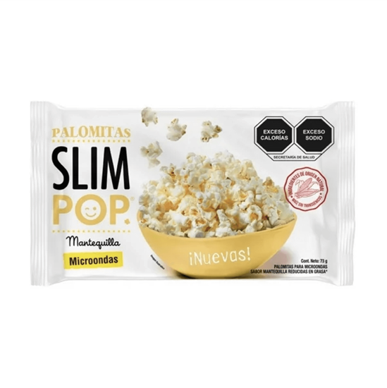 Imagen de Palomitas de maíz para microondas sabor mantequilla reducidas en grasa Slim Pop 73g