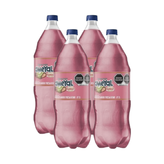 Imagen de Refresco sabor fresa-kiwi Ameyal paquete con 4 botellas de 2L c/u