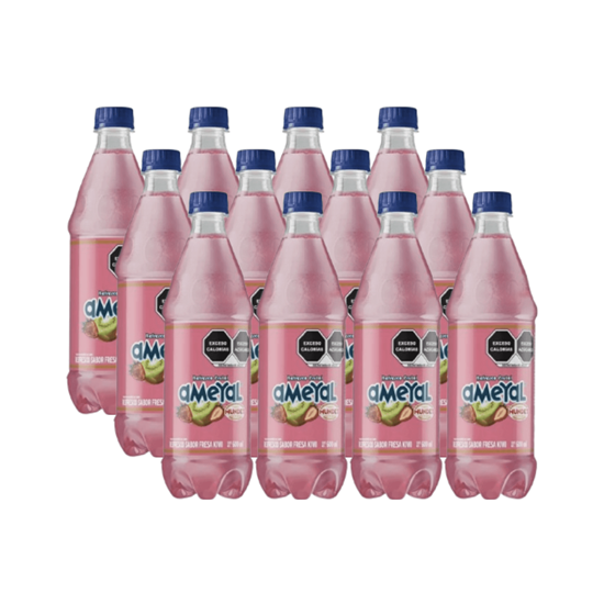 Imagen de Refresco sabor fresa-kiwi Ameyal paquete con 12 botellas de 600ml c/u