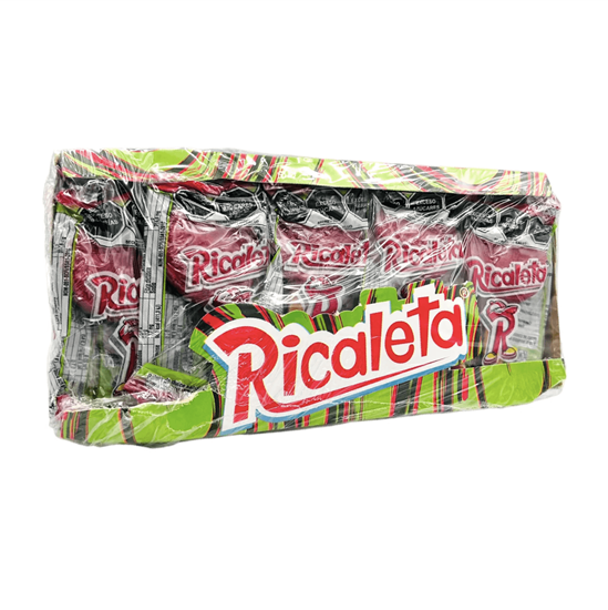 Imagen de Paleta de chilito agridulce en polvo sabor sandía cubierta de caramelo Ricaleta 25 pzas de 25g c/u (625g)