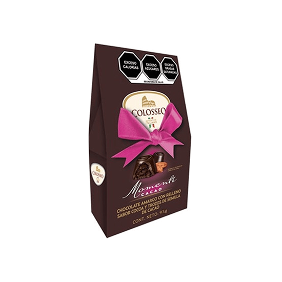 Imagen de Chocolate amargo con relleno sabor cocoa y trozos de semilla de cacao Colosseo Momenti Cacao 93g