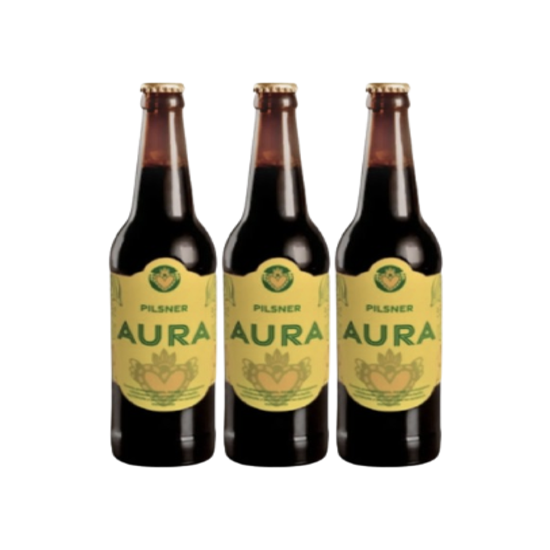 Imagen de Cerveza artesanal mexicana pilsner Aura pack de 3 botellas de 355ml c/u