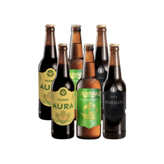 Imagen de Sampler de cerveza artesanal mexicana Aura, Obsidiana y Tornaviaje 6 pack (surtido de 355ml c/u)