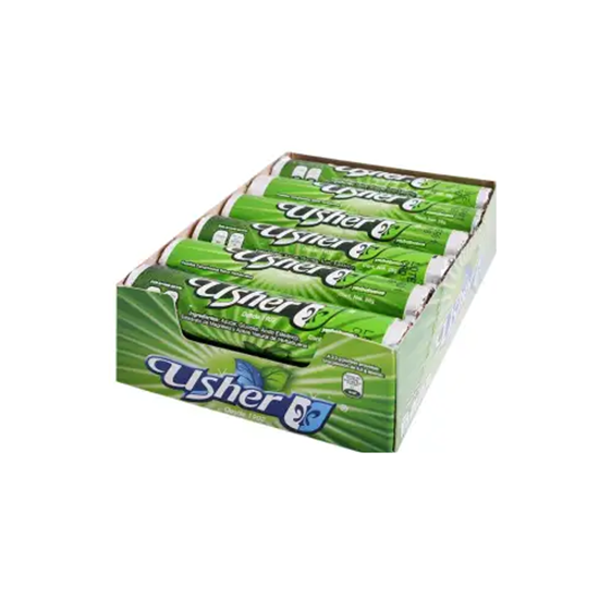 Imagen de Pastillas comprimidas sabor yerbabuena Usher en tubo caja con 12 pzas de 28g c/u (336g)