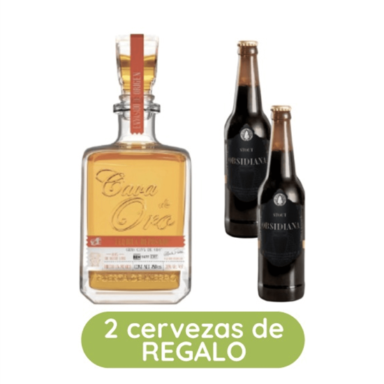 Imagen de PROMOCIÓN tequila reposado Cava de Oro 750ml + 2 cervezas artesanales stout Obsidiana DE REGALO