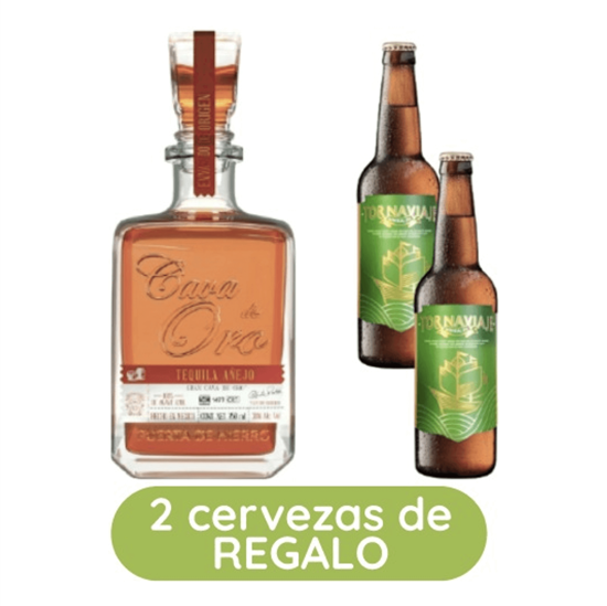 Imagen de PROMOCIÓN tequila añejo Cava de Oro 750ml + 2 cervezas artesanales IPA Tornaviaje DE REGALO
