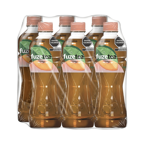 Imagen de Té helado sabor té negro y durazno Fuze Tea paquete con 6 botellas de 600ml c/u