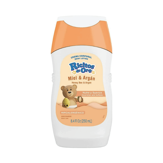 Imagen de Crema corporal hipoalergénica para bebé Ricitos de Oro Miel & Argán Nutre y Suaviza 250ml