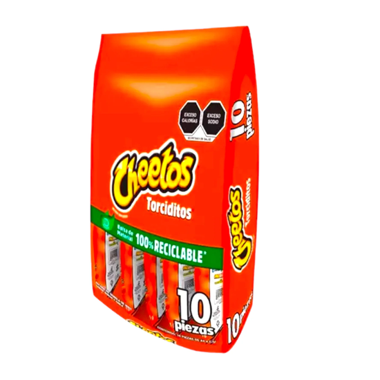 Imagen de Botana de maíz sabor queso y chile Cheetos Torciditos bolsa con 10 pzas de 44g c/u (440g)