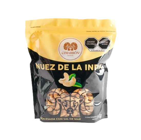 Imagen de Nuez de la India tostada con sal de mar Cimarrón Botanas bolsa resellable 1kg