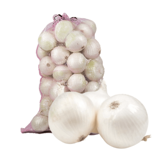 Imagen de Cebolla blanca premium sin pelar grande en arpilla (25kg aprox.)