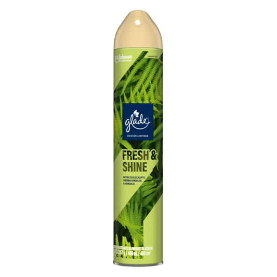 Imagen de Aromatizante de ambiente en aerosol Glade Fresh & Shine (eucalipto, hierbas frescas y sándalo) 400ml (357g)
